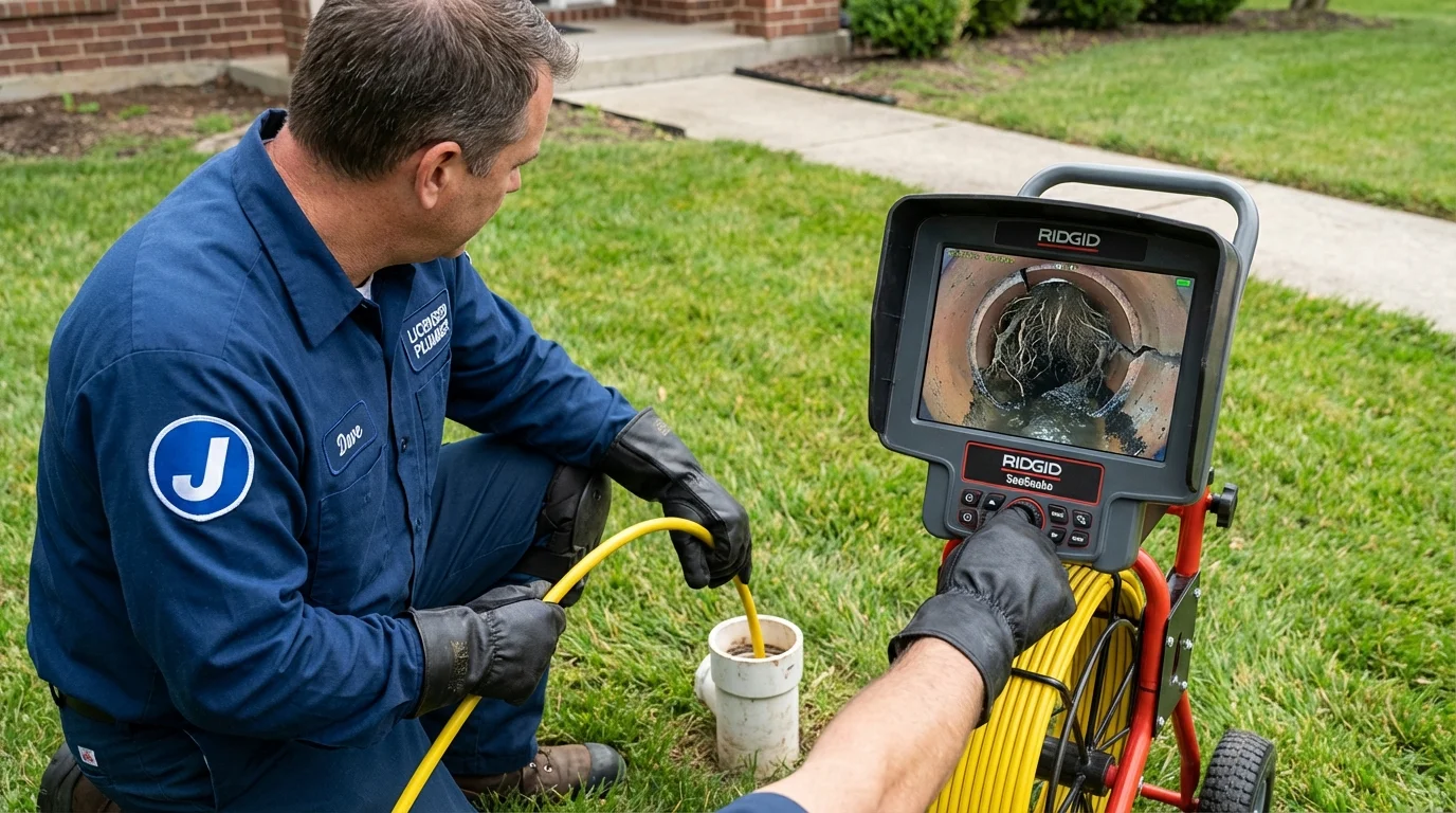 Sewer camera inspection being performed by Johns Plumbing LLC in East Dennis