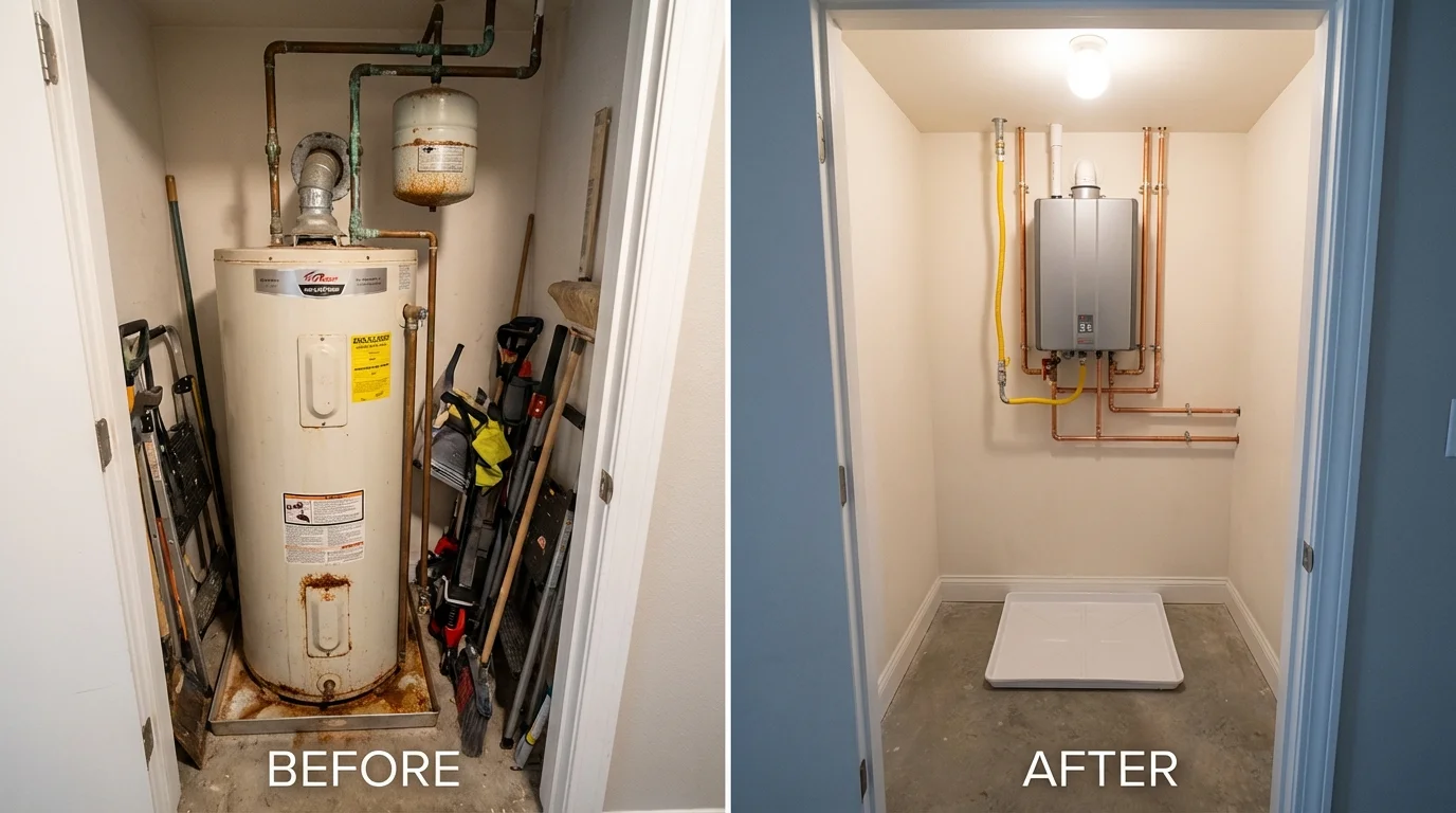 Tank water heater versus wall-mounted tankless unit comparison for East Dennis, MA homeowners